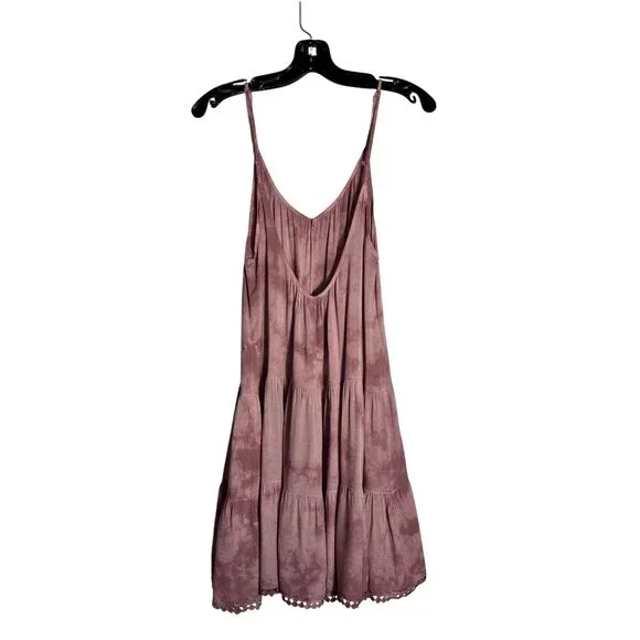 Raviya Tie-Dye Mauve Tiered Mini Dress With Adjustable Straps - Picture 2 of 10